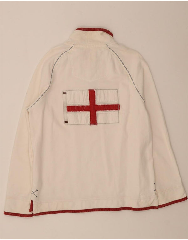 Fat Face Mens Gráfico Zip Neck Moletom Jumper Médio Algodão Branco