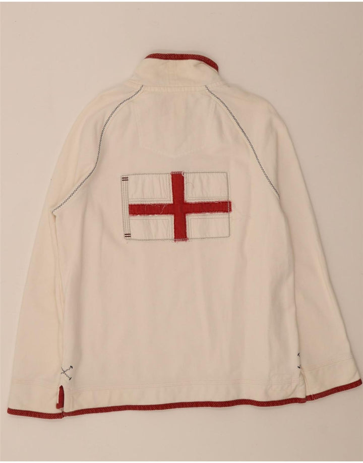 Fat Face Mens Gráfico Zip Neck Moletom Jumper Médio Algodão Branco