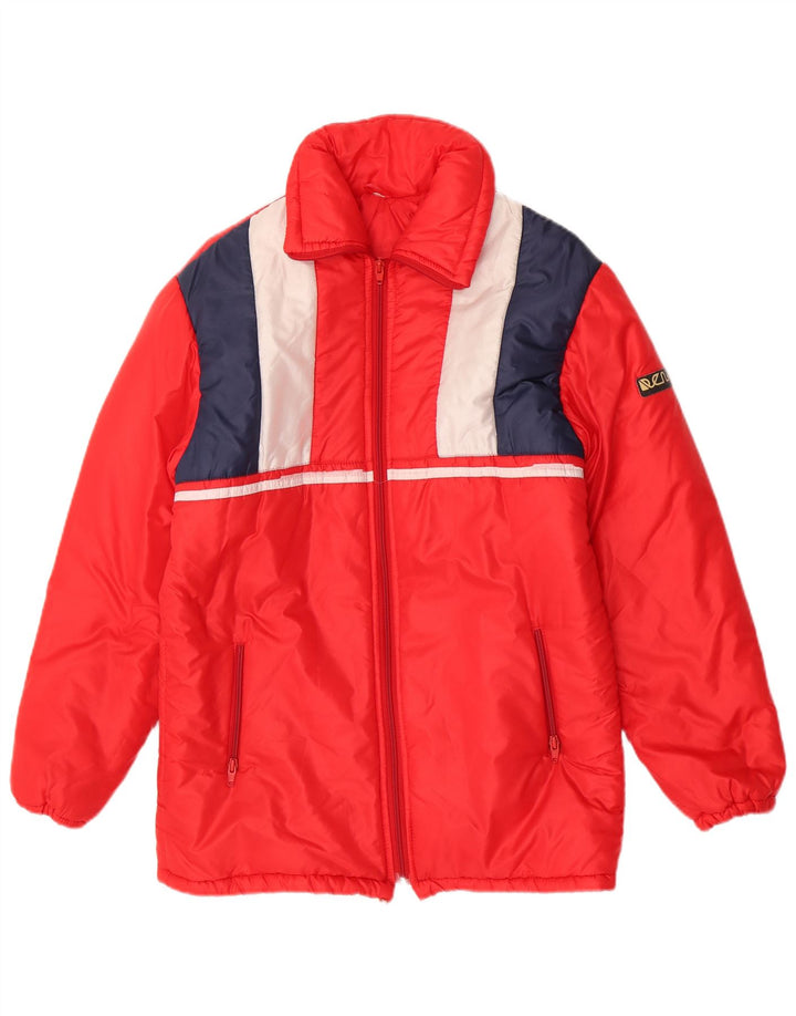 Jaqueta corta-vento feminina vintage IT 42 poliamida colorblock vermelho médio