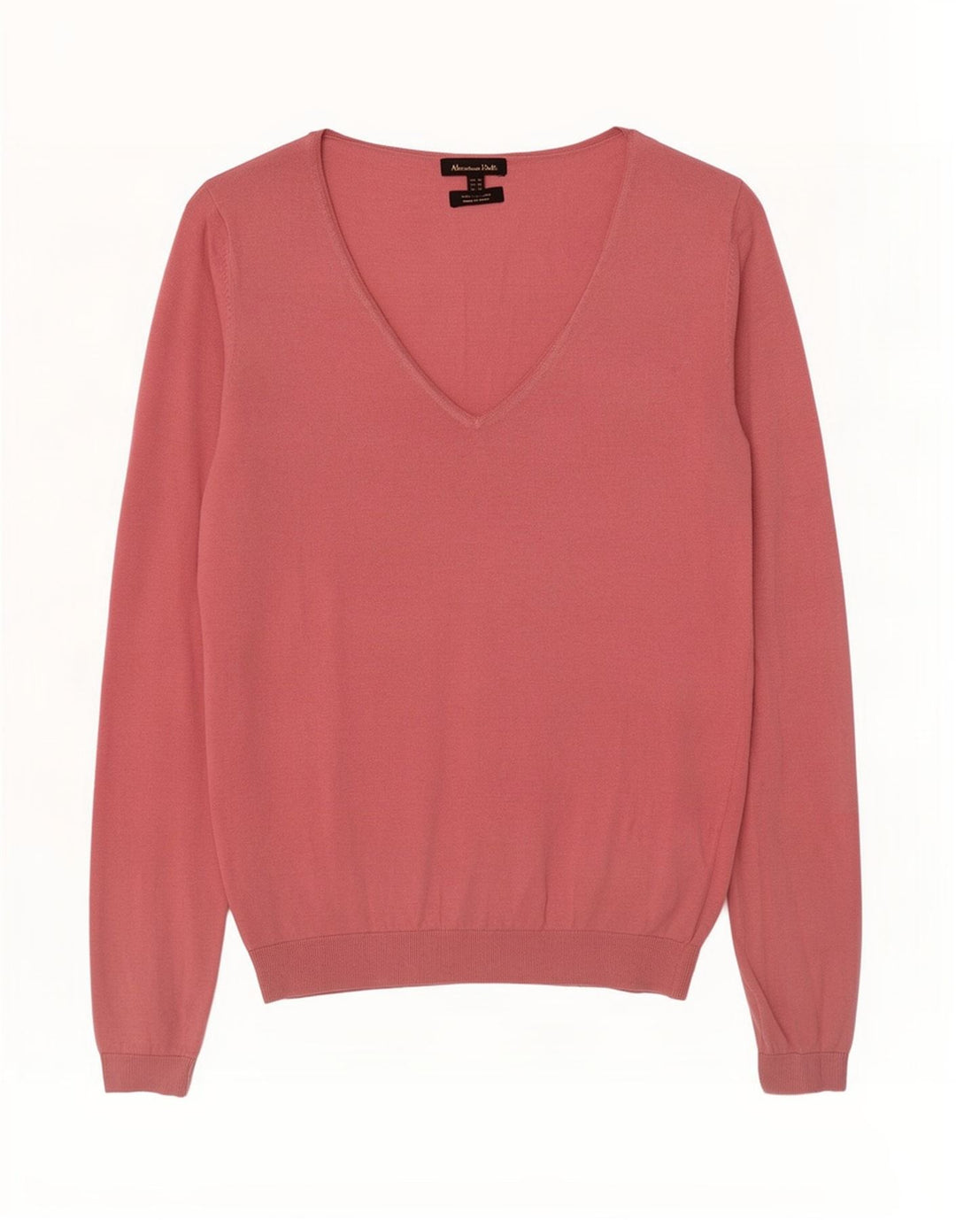 Suéter feminino Massimo Dutti com decote em V Reino Unido 12 seda rosa médio