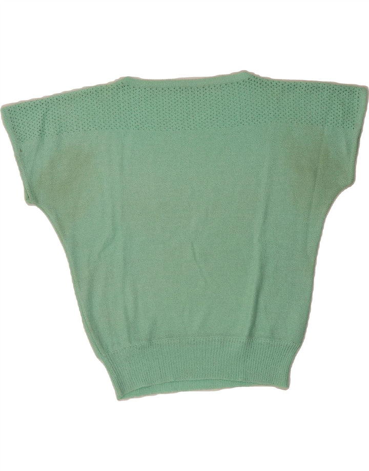 VINTAGE Womens Boat Neck Jumper Sweater UK 14 Medium Turquoise Vintage Vintage and Second-Hand Vintage from Messina Hembry 
