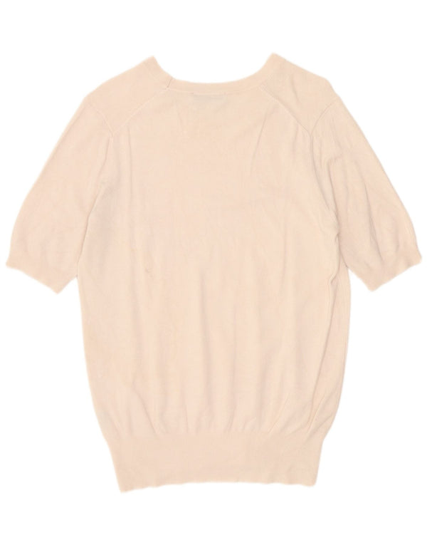 Suéter feminino Zara de manga curta com gola canoa Reino Unido 14 grande off white