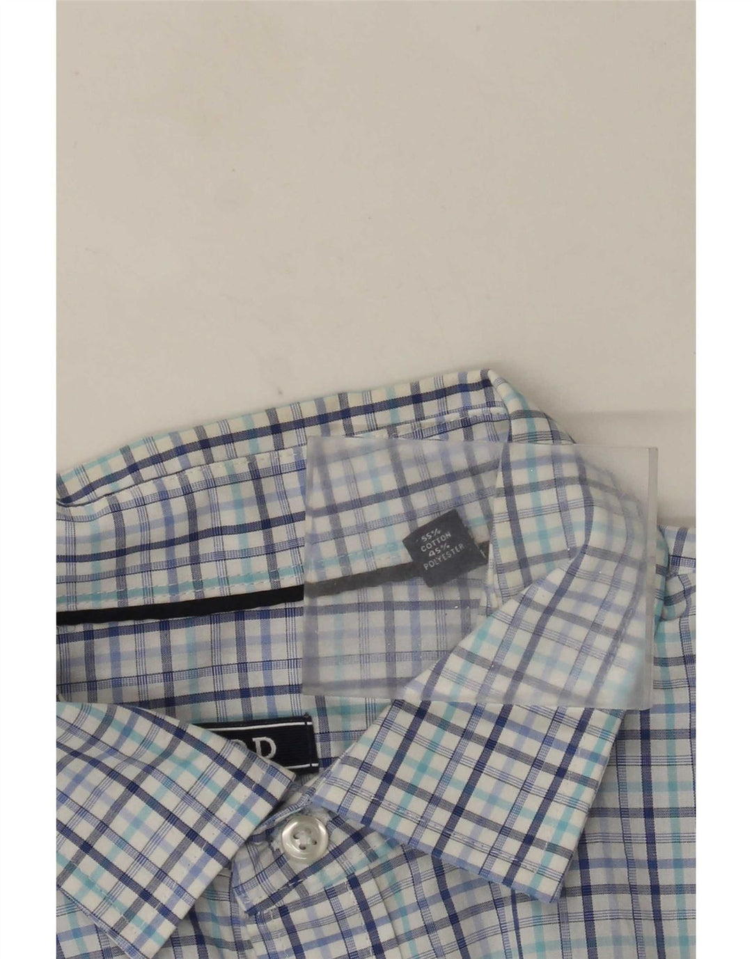 Camisa masculina Izod tamanho 16 1/2 grande algodão xadrez azul