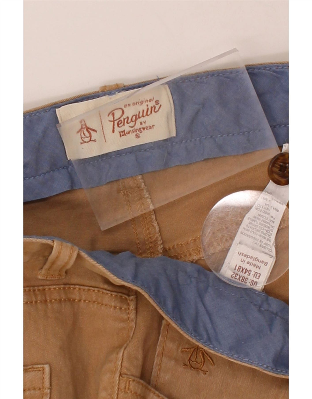 PENGUIN Mens Slim Chino Trousers W38 L32 Brown Cotton Vintage Penguin and Second-Hand Penguin from Messina Hembry 