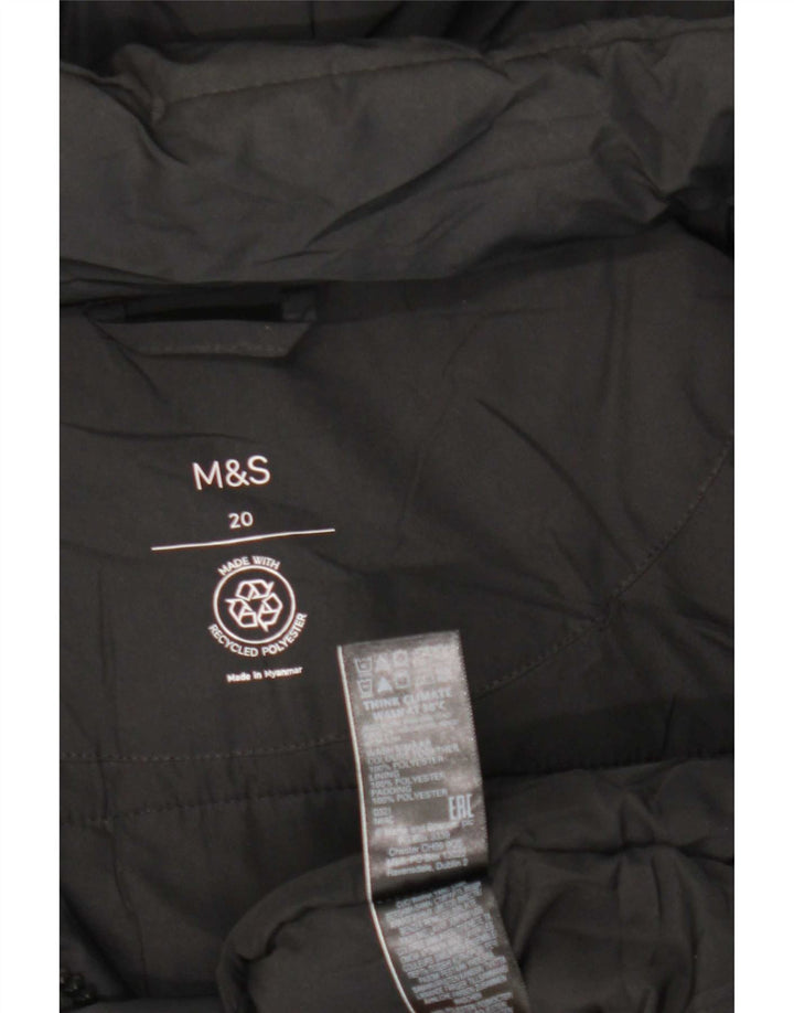 Jaqueta feminina acolchoada com capuz Marks & Spencer UK 20 2XL poliéster preto