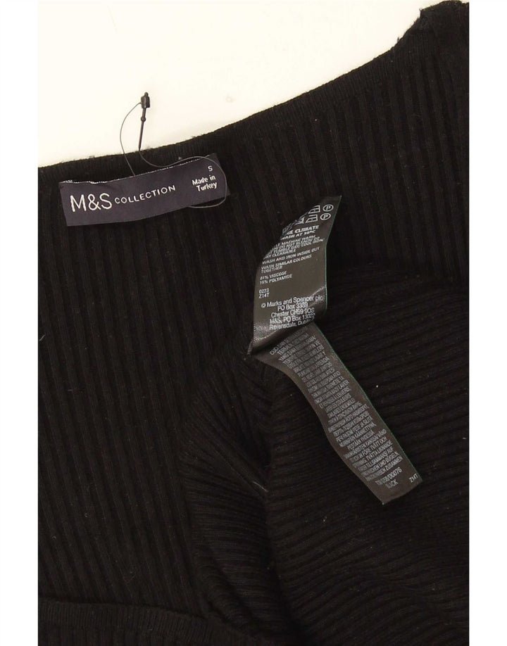 Top feminino Marks & Spencer manga comprida UK 8 pequeno viscose preta