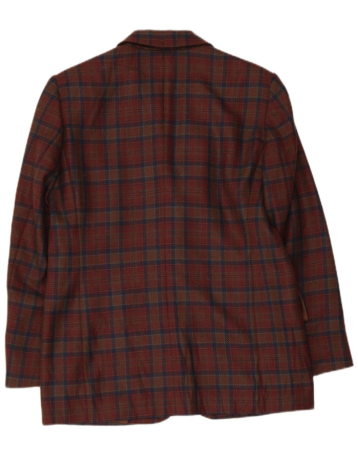 Jaqueta blazer feminina VINTAGE com 2 botões IT 44 lã virgem xadrez marrom médio