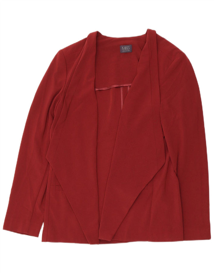 Top cardigã feminino Marks & Spencer Reino Unido 16 grande poliéster cor de vinho