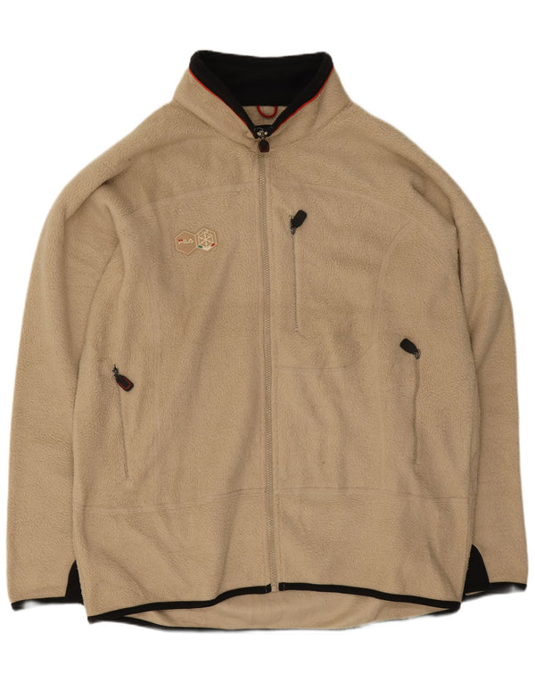 Jaqueta masculina Fila Fleece UK 44 2XL poliéster colorblock bege