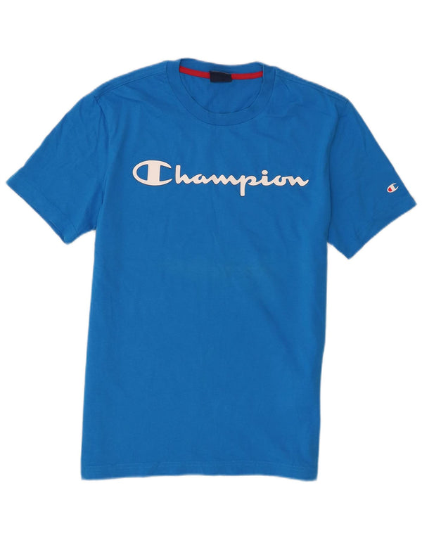 Camiseta masculina gráfica Champion pequeno algodão azul