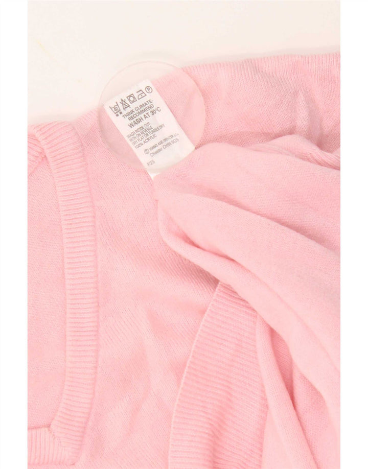 Suéter masculino Marks & Spencer Blue Harbor com decote em V grande acrílico rosa