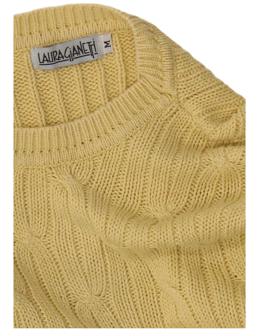 Suéter feminino vintage com gola redonda, amarelo médio