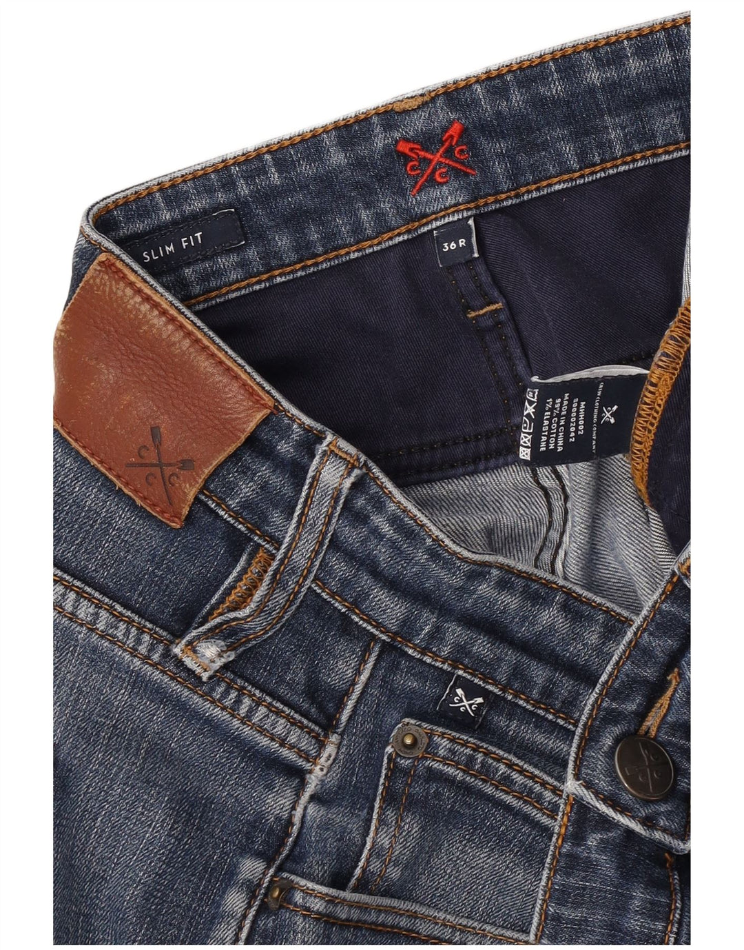Crew Clothing Mens Slim Jeans W36 L31 Azul Algodão