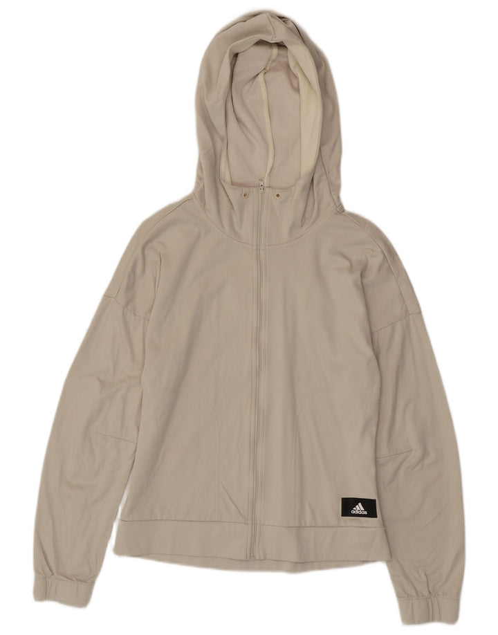 ADIDAS Womens Zip Hoodie Sweater UK 8/10 Pequeno Off White Poliéster