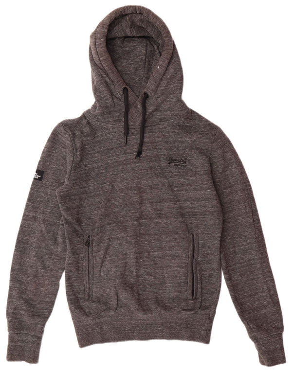 SUPERDRY moletom com capuz masculino pequeno algodão manchado cinza