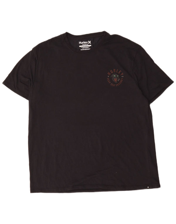 Camiseta masculina Hurley Premium Fit gráfica top 2XL algodão preto