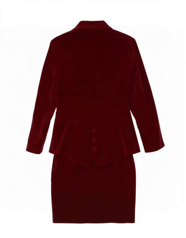 Conjunto de saia feminina de veludo Atos Lombardini Reino Unido 10 pequeno W28 Borgonha
