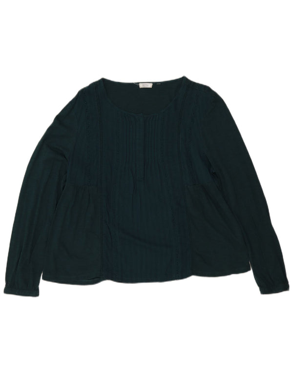 Blusa feminina de manga comprida Fat Face Top UK 18 XL algodão verde