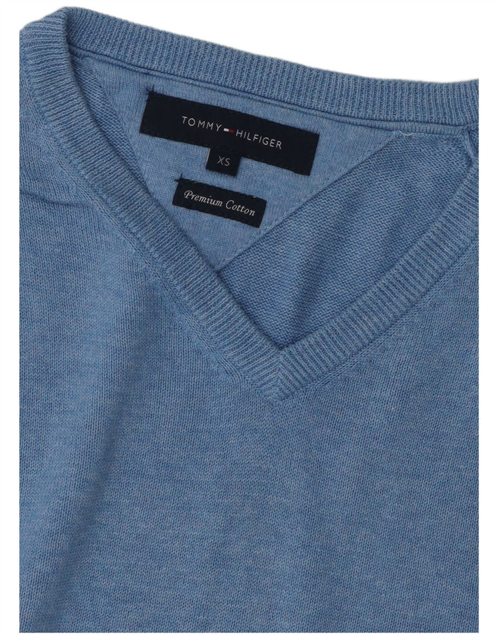 Suéter masculino TOMMY HILFIGER com decote em V XS azul algodão