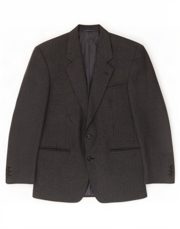 Jaqueta blazer masculina de 2 botões Wellington Reino Unido 40 grande cinza houndstooth