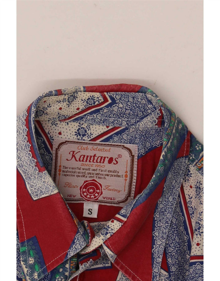 Camisa masculina de manga curta Kantaros pequena vermelha geométrica