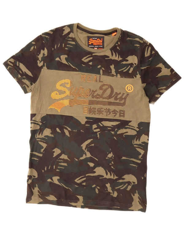 Superdry camiseta masculina gráfica top pequeno algodão camuflado cáqui