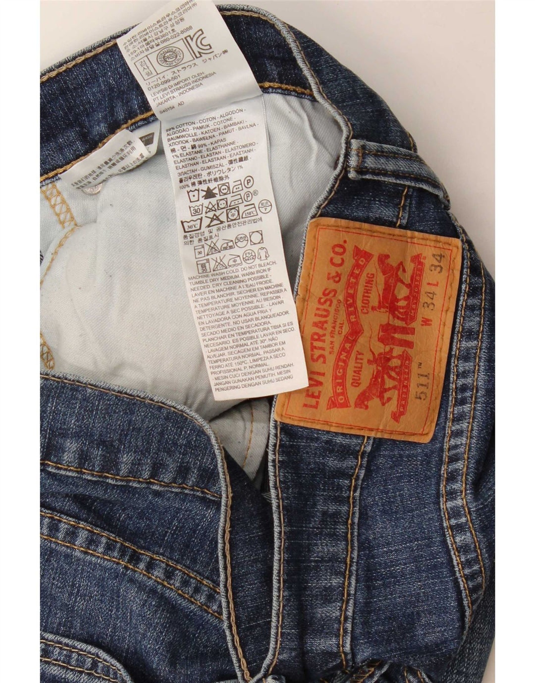Calça Jeans Levis 511 Slim Masculina W34 L26 Azul Algodão