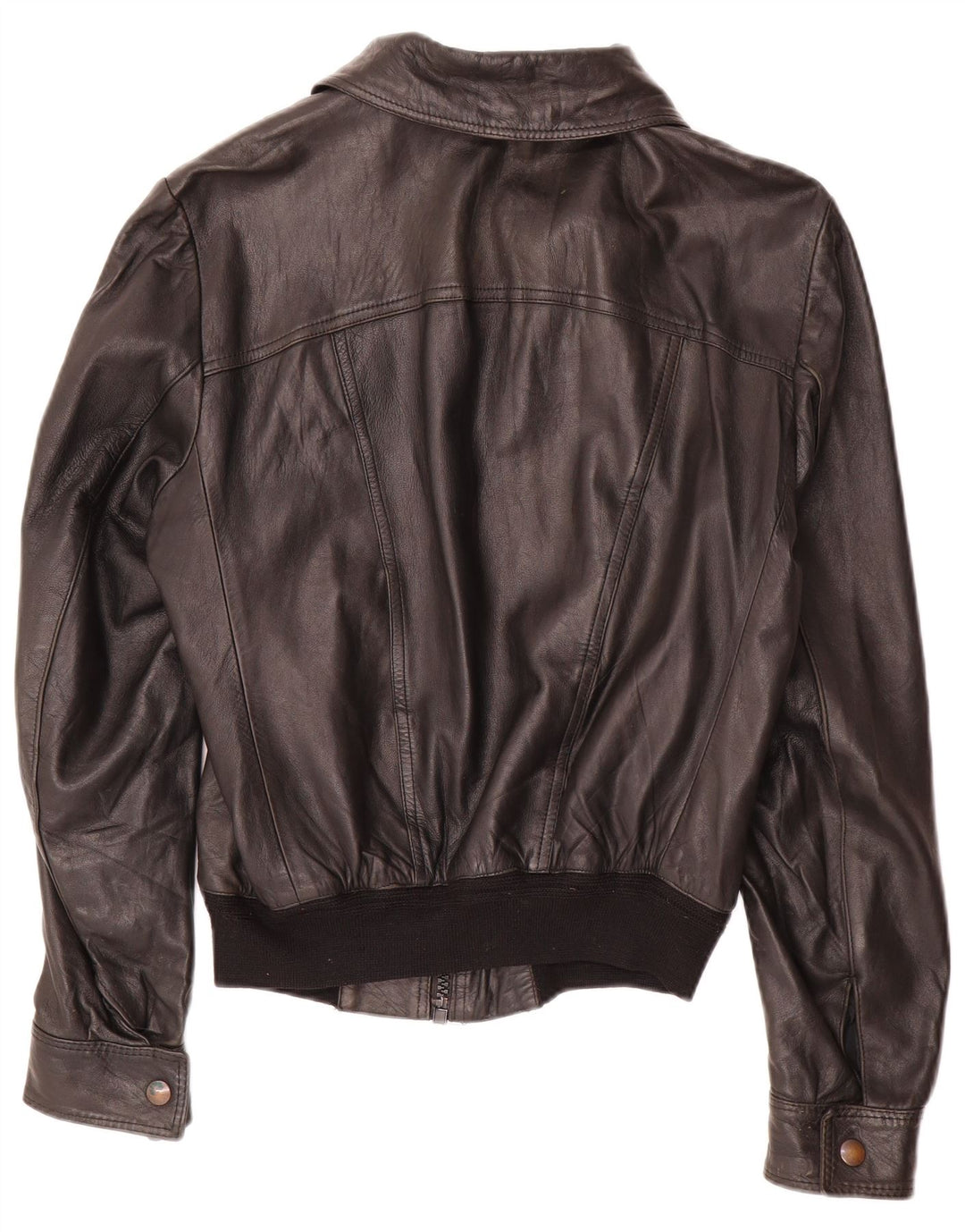 Jaqueta de couro feminina vintage Reino Unido 14 couro preto médio