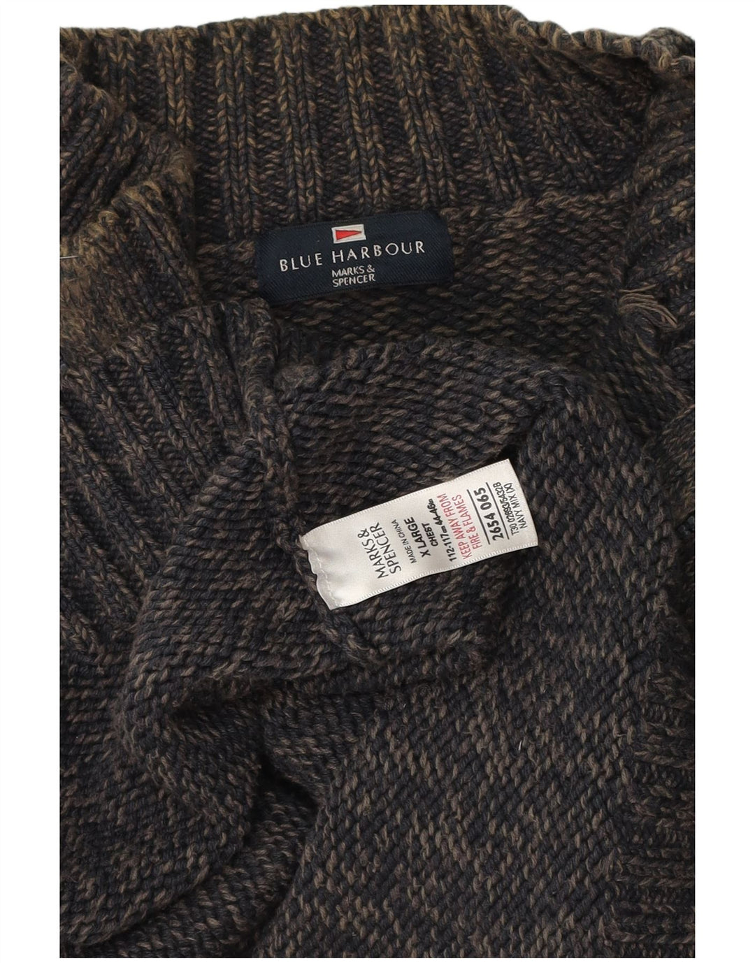 Suéter masculino Marks & Spencer Blue Harbor com zíper e gola XL azul marinho