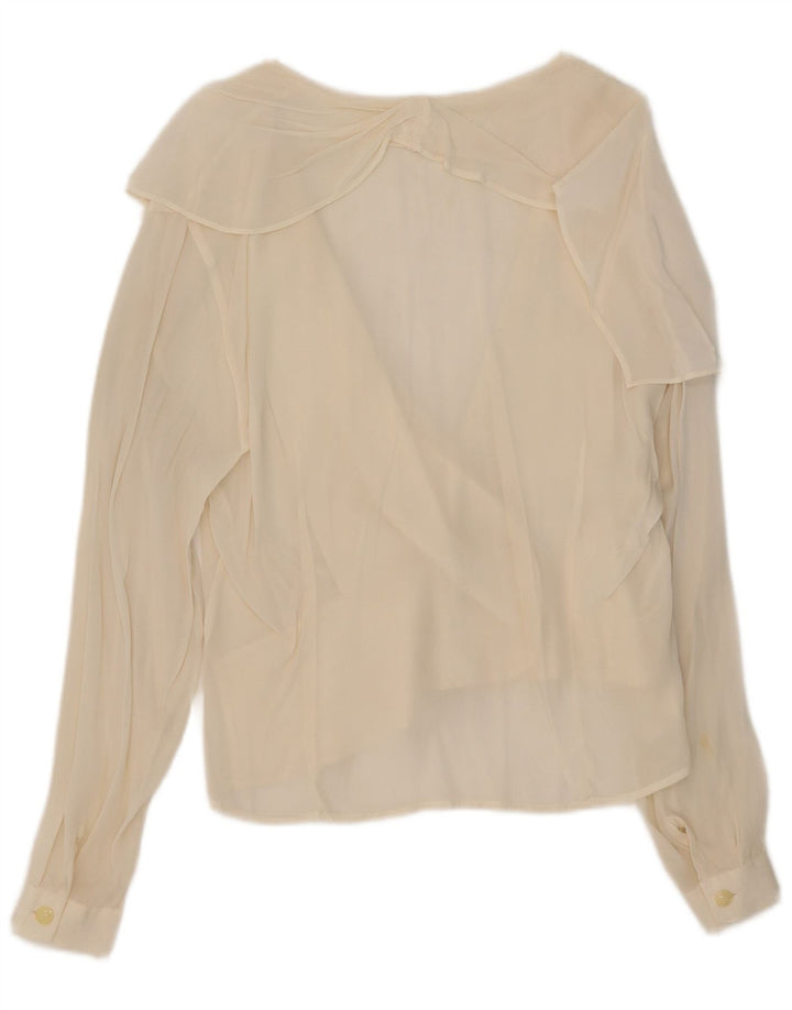 Cardigan feminino transparente vintage UK 14 grande branco