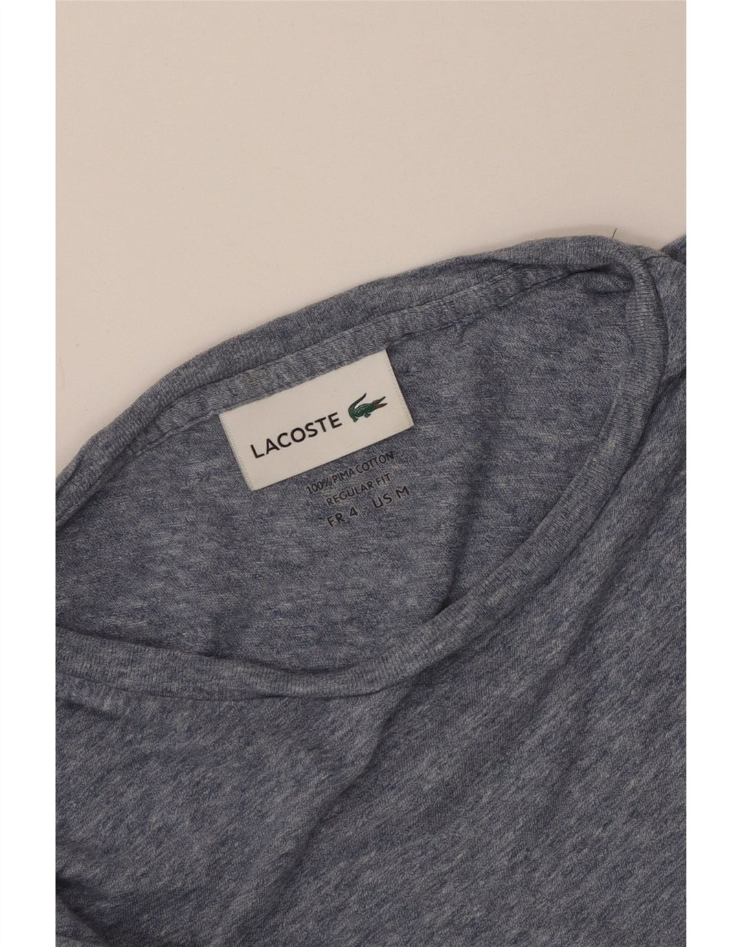 Camiseta masculina Lacoste Regular Fit tamanho 4 algodão manchado azul médio