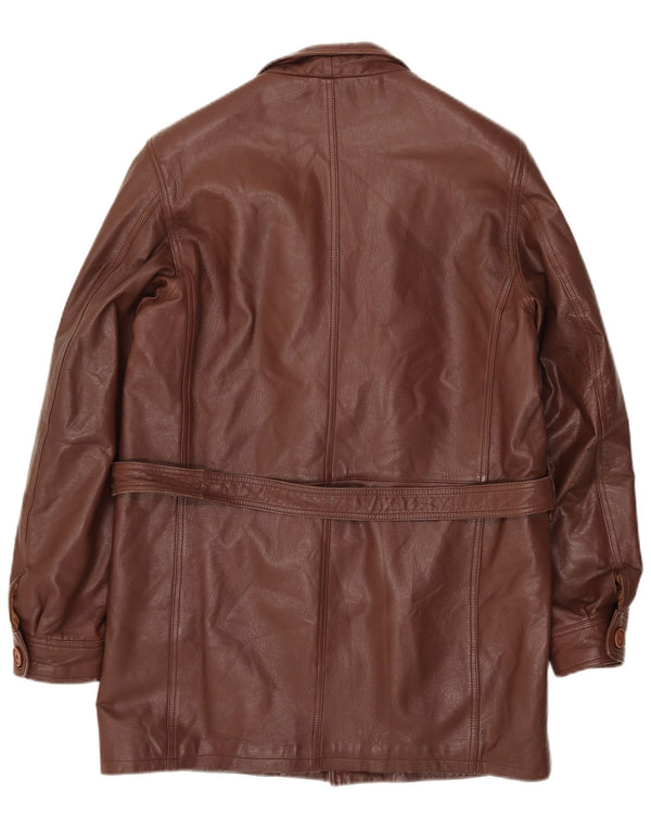 Vintage Mens Leather Coat IT 46 Small Brown