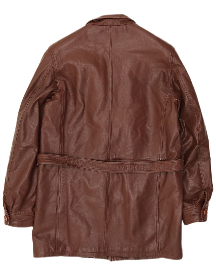 Casaco de couro masculino vintage IT 46 pequeno marrom