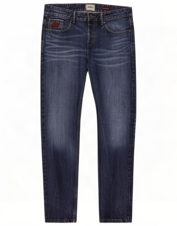 Superdry Mens Tapered Jeans W34 L32 Azul Algodão