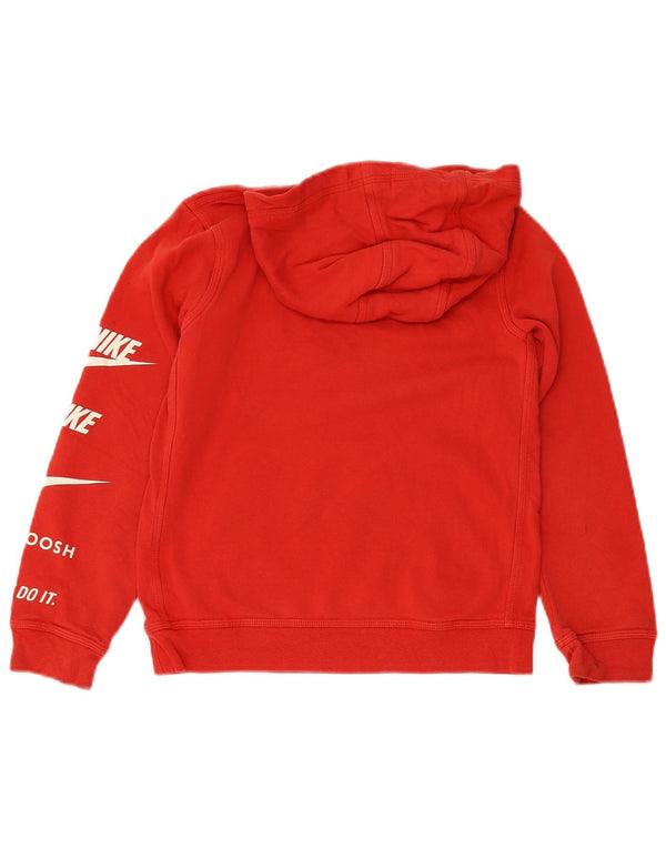 Jumper com capuz gráfico Nike Boys 10-11 anos médio algodão vermelho