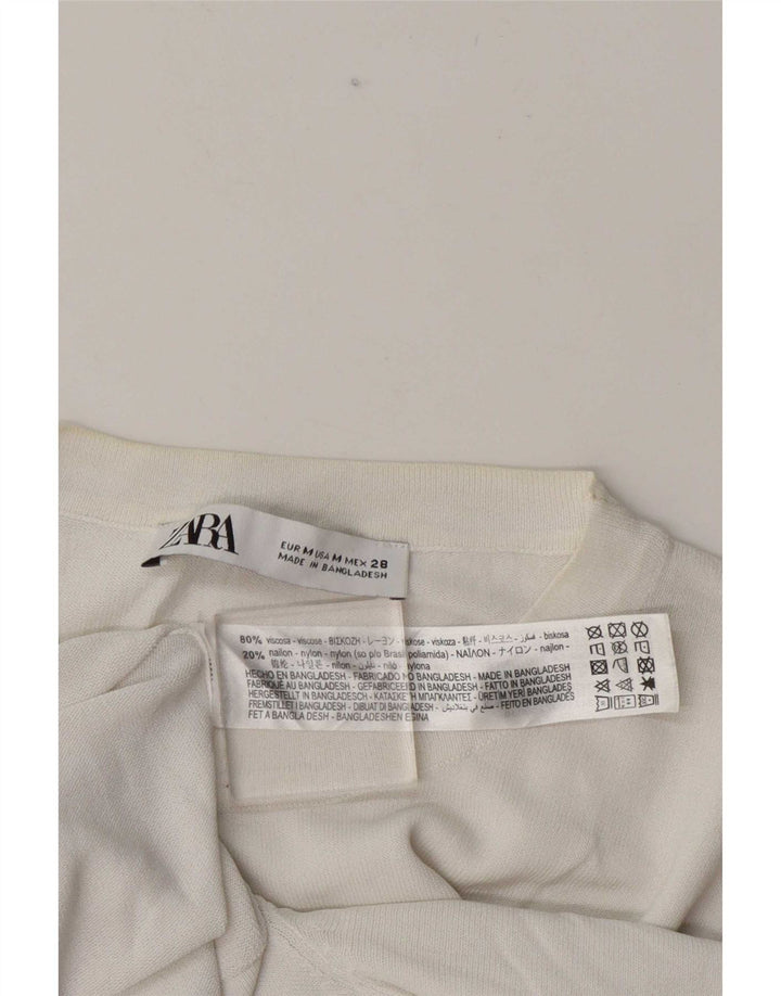 Camiseta feminina Zara UK 12 viscose branca média
