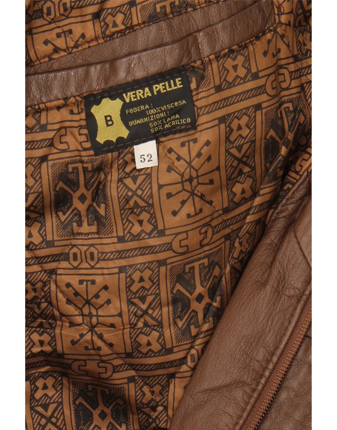 Jaqueta de couro masculina vintage IT 52 XL couro marrom