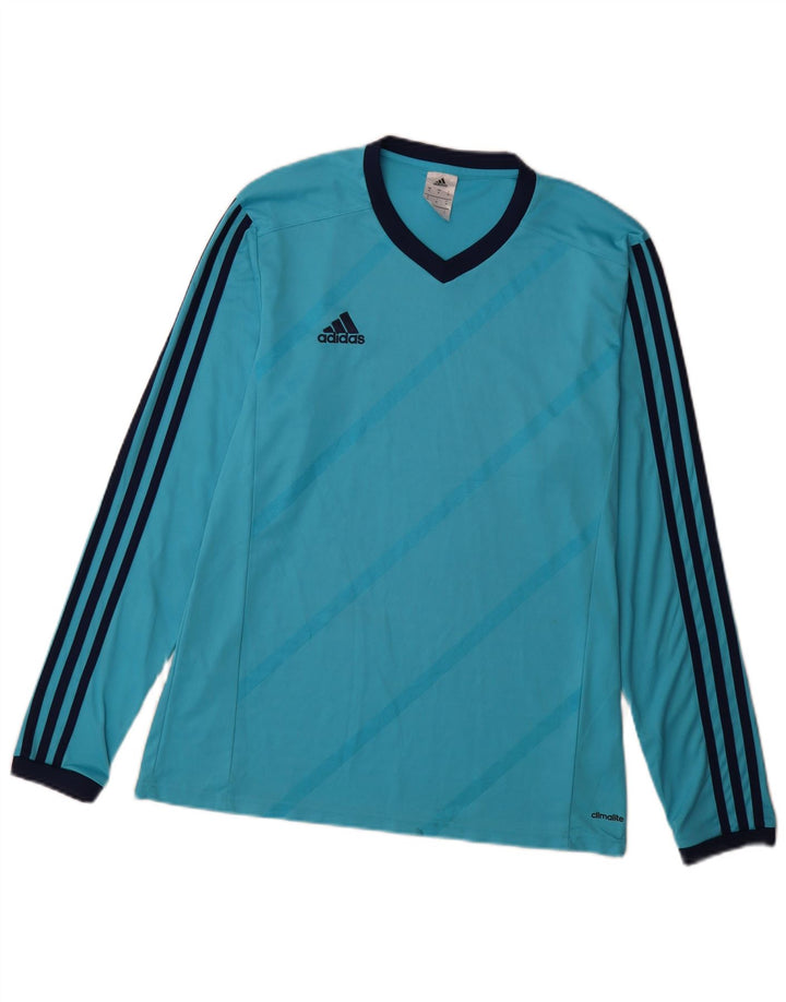Adidas Masculino Climalite Top Manga Longa Médio Azul Poliéster