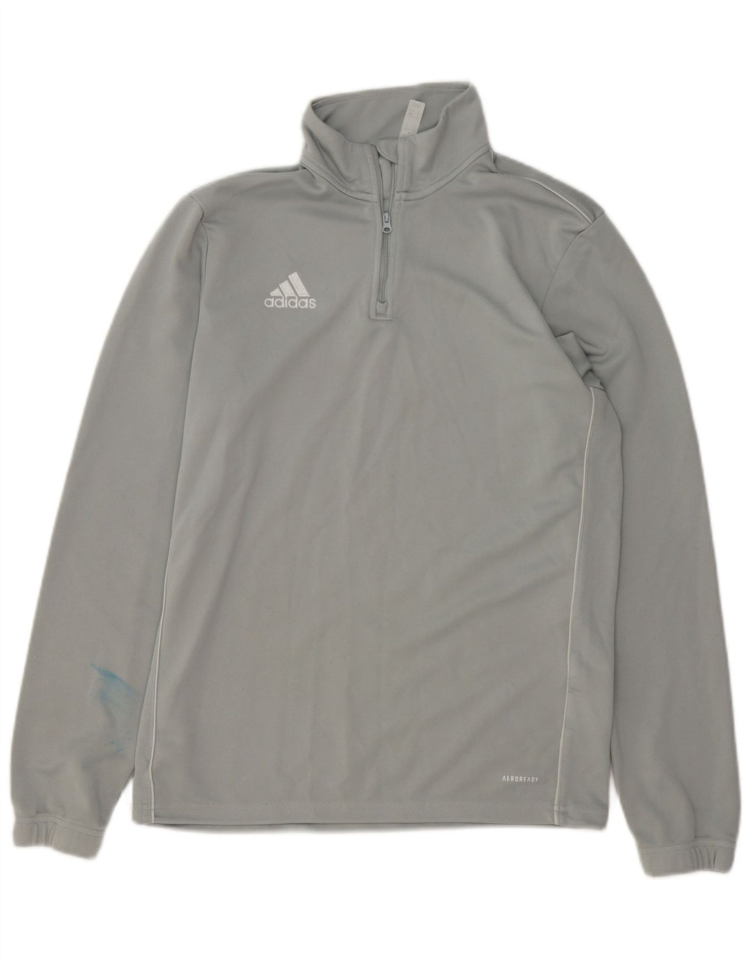 Adidas Mens Aeroready Zip Neck Pullover Treino Top Cinza Médio Poliéster