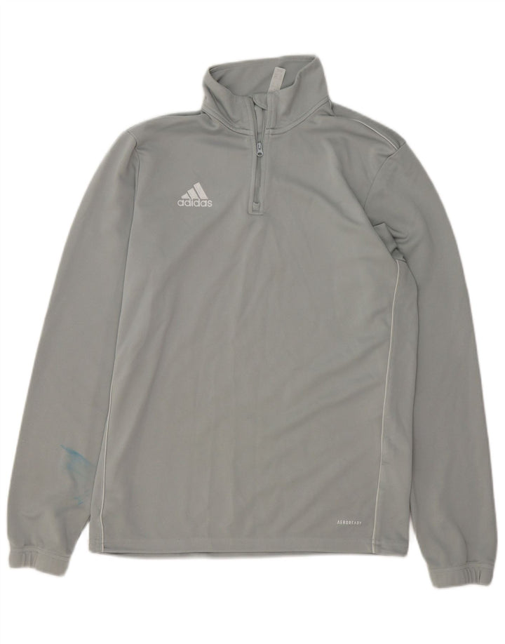 Adidas Mens Aeroready Zip Neck Pullover Treino Top Cinza Médio Poliéster