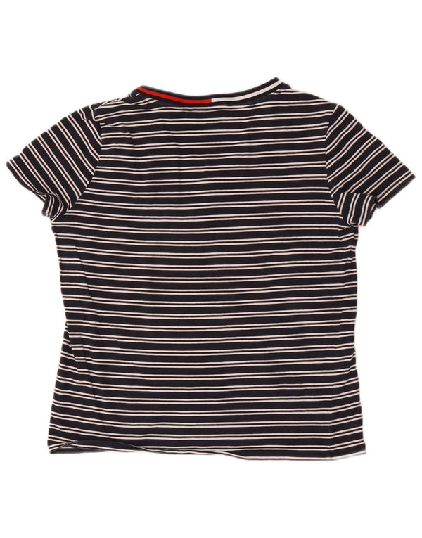 Tommy Hilfiger Womens T-Shirt Top UK 14 Medium Navy Blue Striped Cotton