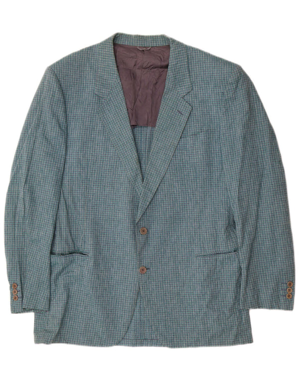Jaqueta blazer masculina de 2 botões Nino Cerruti IT 54 2XL algodão xadrez azul