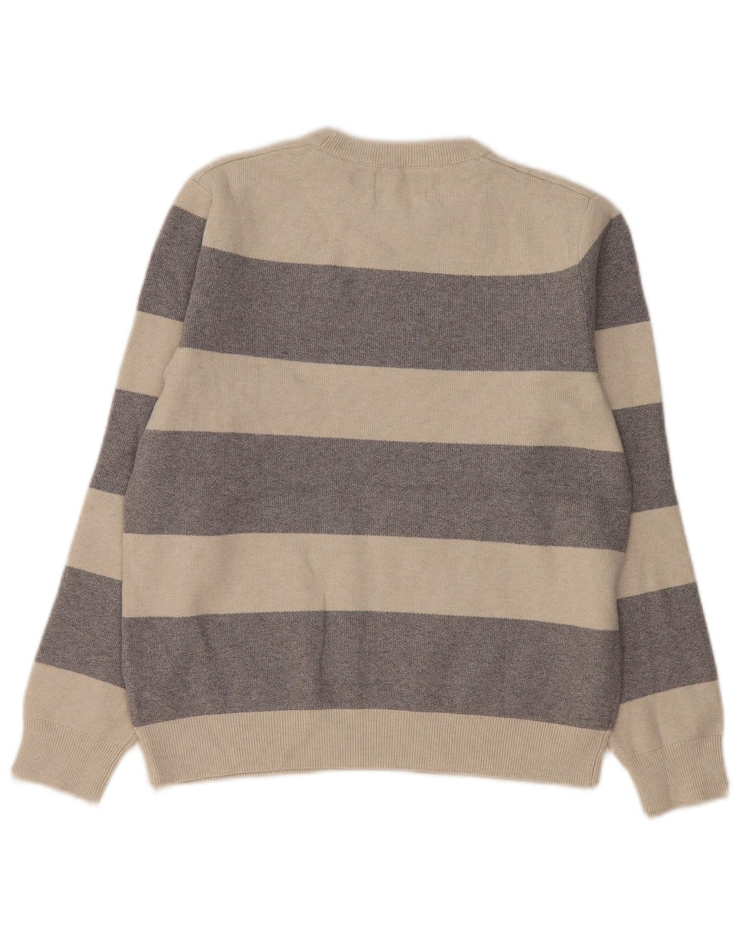 Suéter feminino Marks & Spencer com gola redonda UK 14 listrado cinza médio