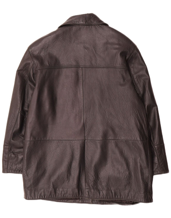 Casaco de couro feminino Giorgio Mobiani UK 16 Lage preto
