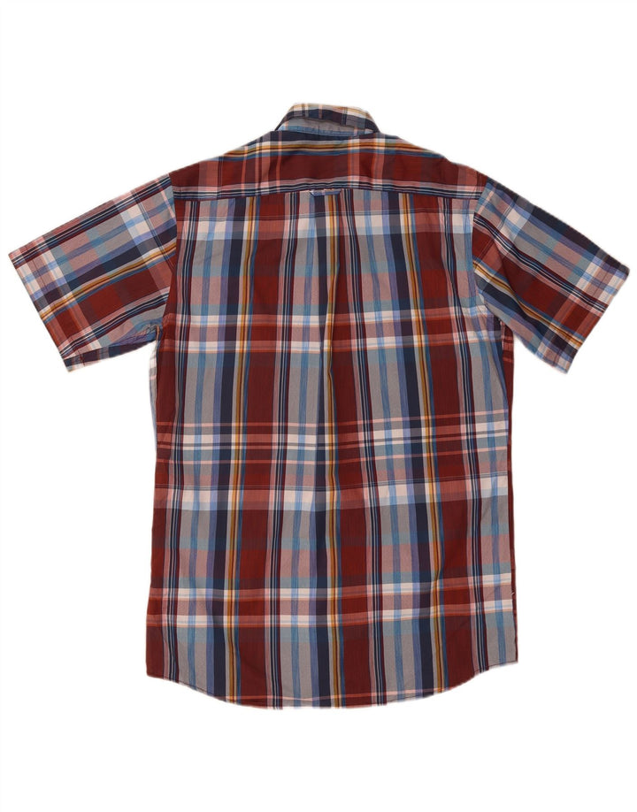 Camisa masculina de manga curta Izod pequena poliéster xadrez multicolorido