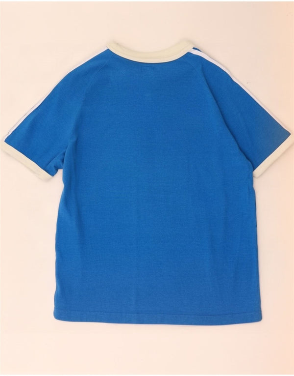 Camiseta masculina de manga curta regular Adidas Top médio azul colorblock algodão