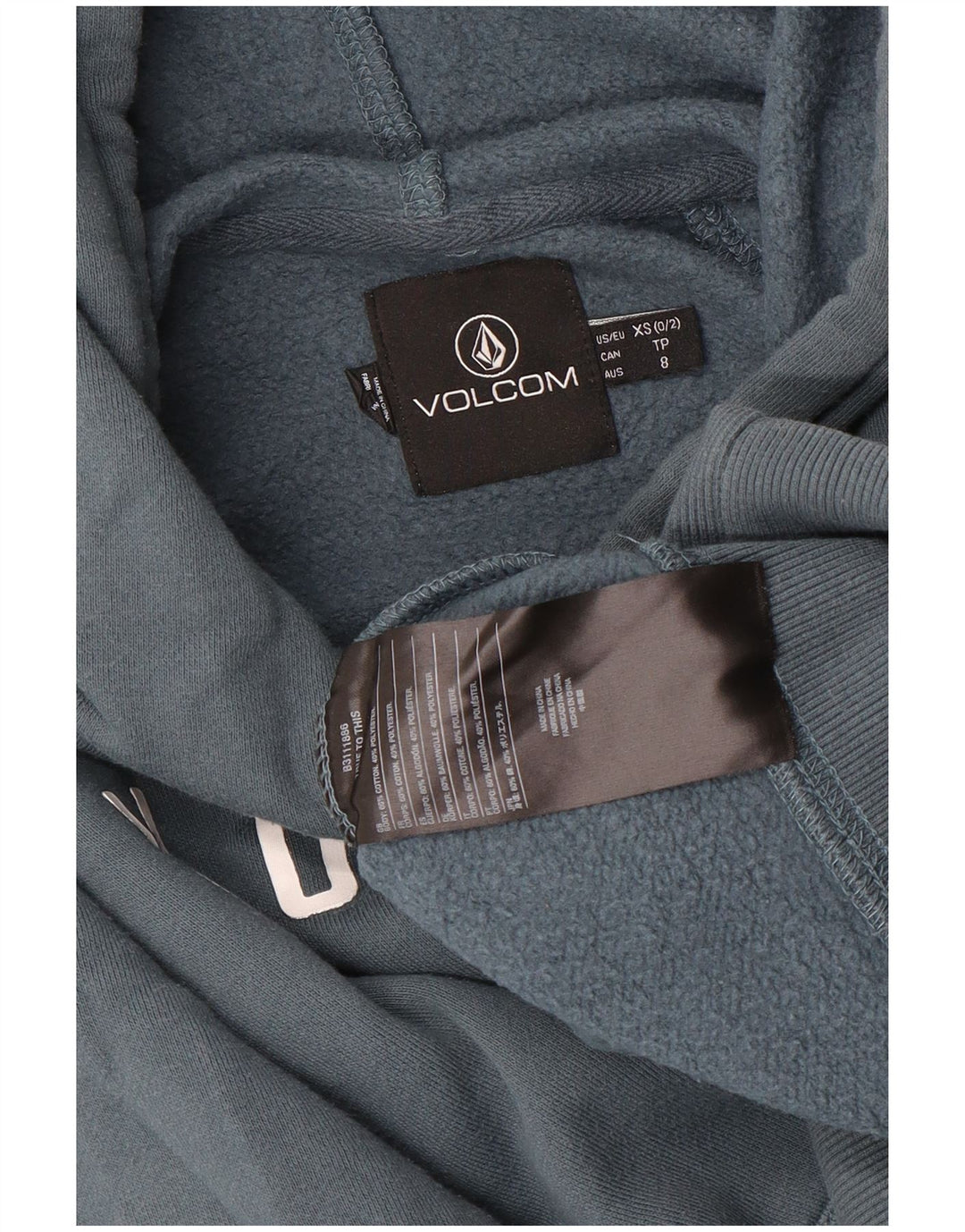 VOLCOM Boys Graphic Jumper com capuz 7-8 anos XS algodão cinza