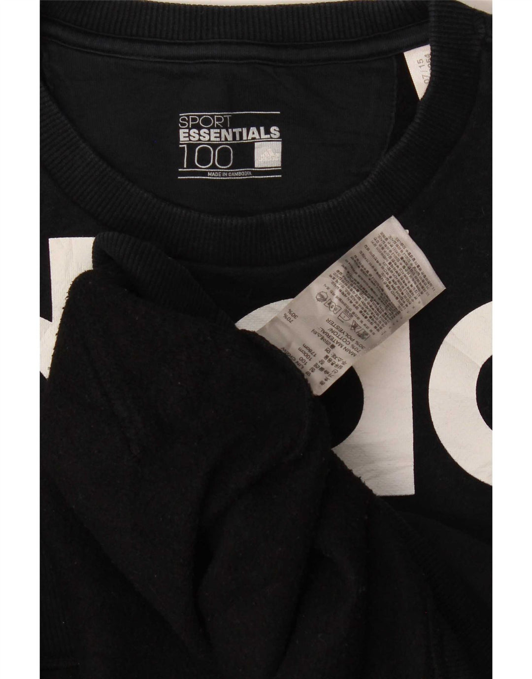 Adidas Mens Graphic Moletom Jumper Médio Algodão Preto