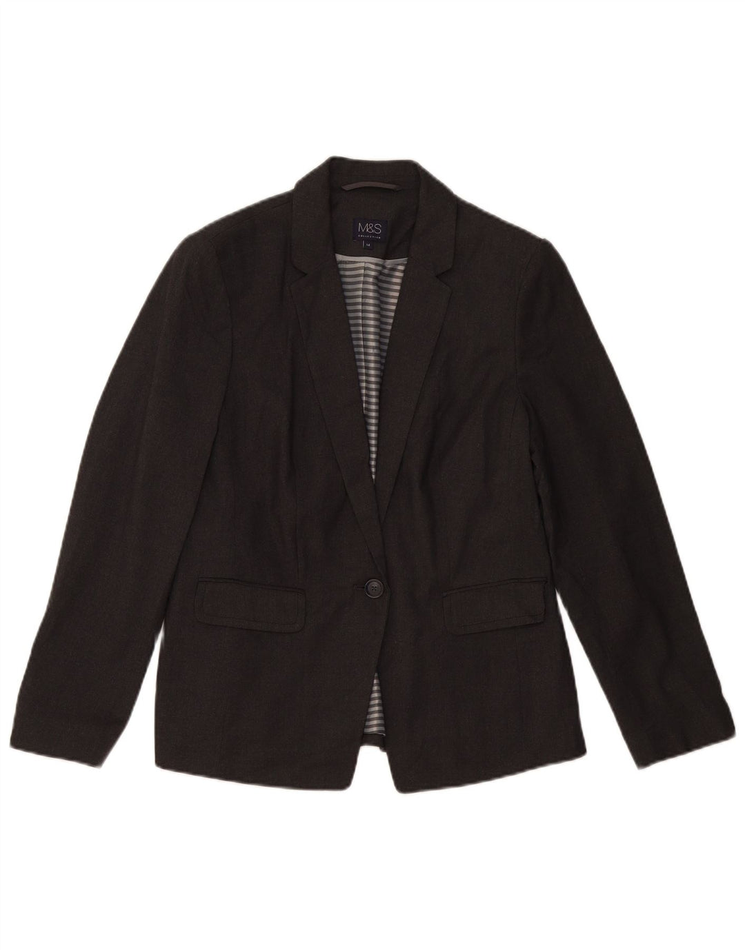 Jaqueta blazer feminina Marks & Spencer com 1 botão Reino Unido 14 grande cinza manchado
