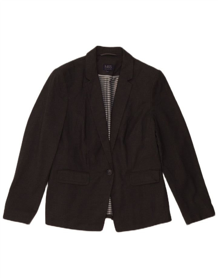 Jaqueta blazer feminina Marks & Spencer com 1 botão Reino Unido 14 grande cinza manchado